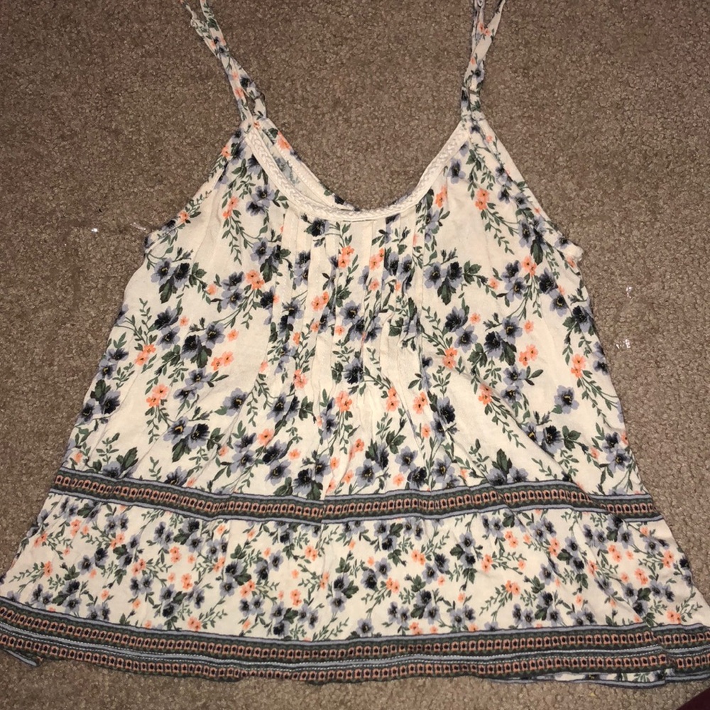 Tan floral tank